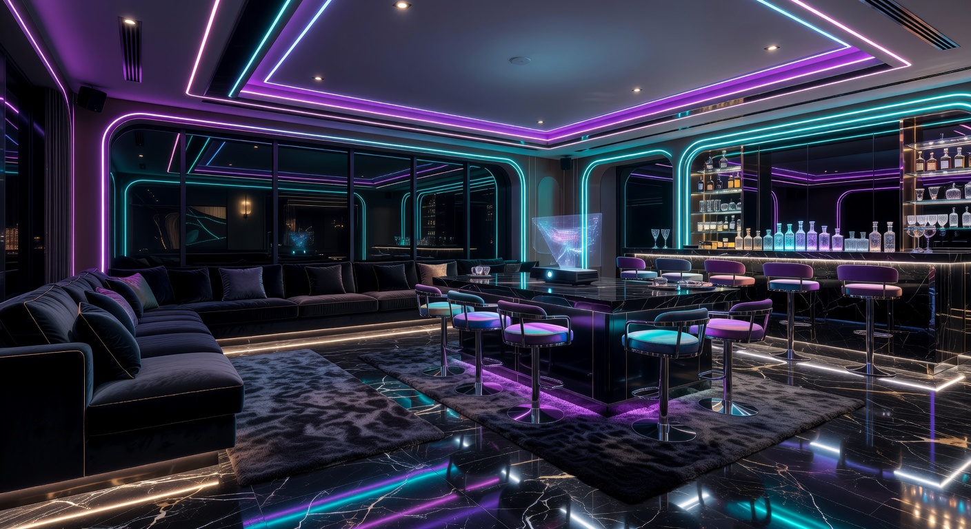 Luxurious Party Suite at Funcircuitboss with neon accents