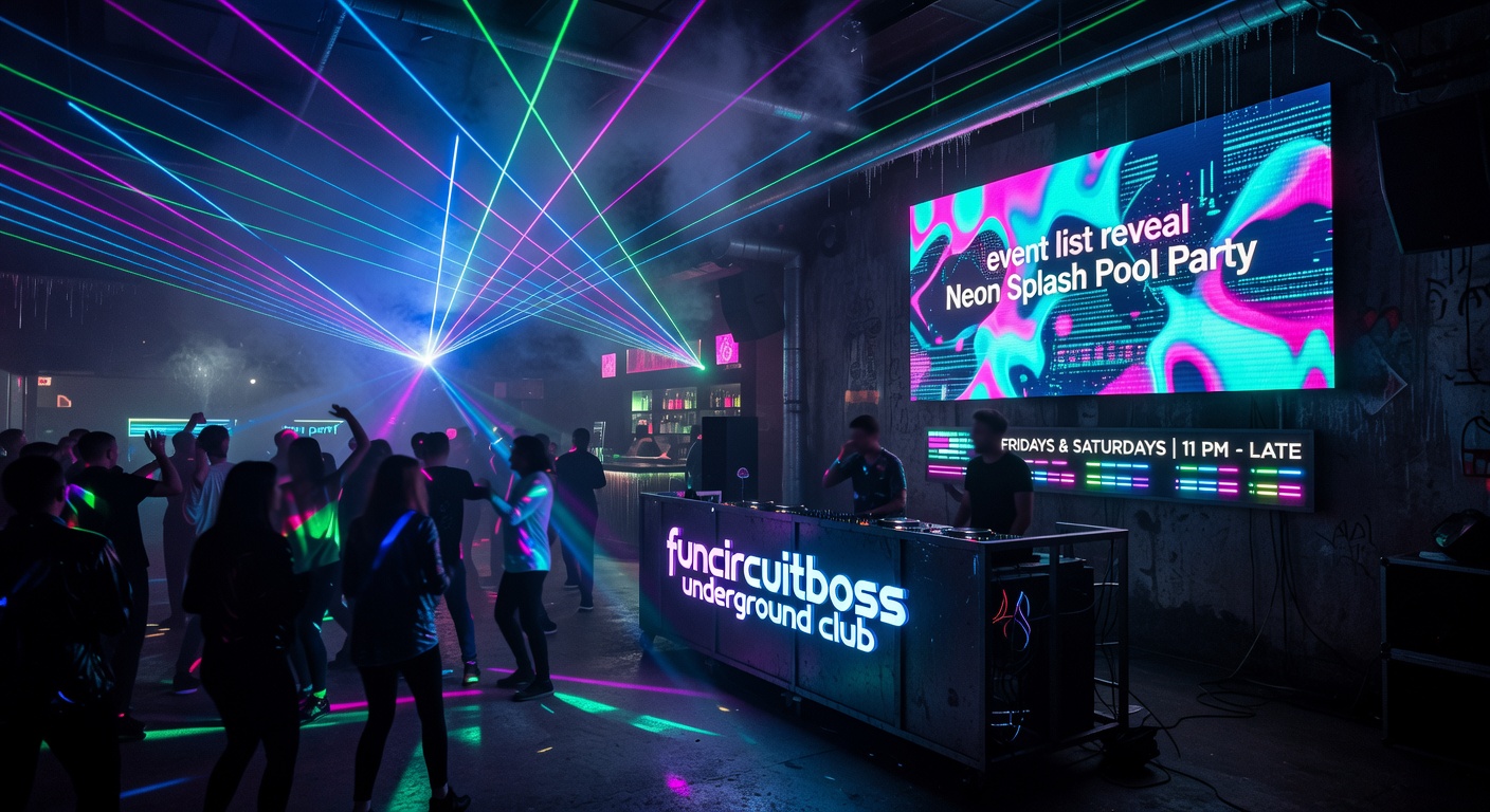 Dark underground club with laser lights