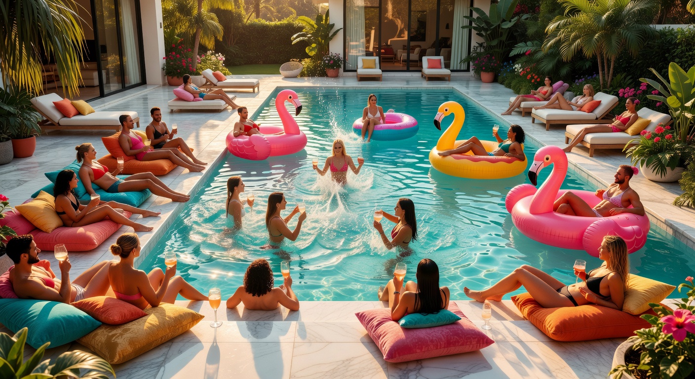 Aerial view of Funcircuitboss pool party