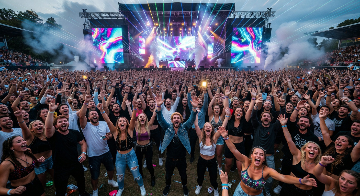 Cheering crowd at the main stage